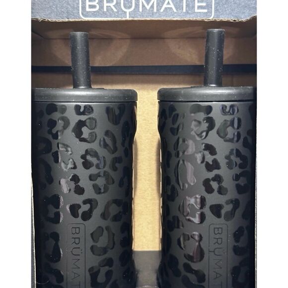 BruMate 12oz Straw Tumbler 2- Pack, BLACK ONYX LEOPARD - Picture 2 of 5